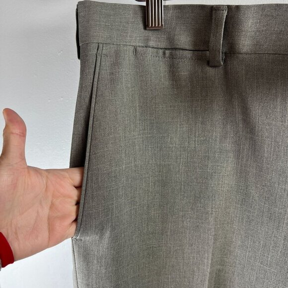 Louis Raphael Men's Flat Front Dress Pants Slim Fit 38W 30L Taupe - Picture 4 of 11